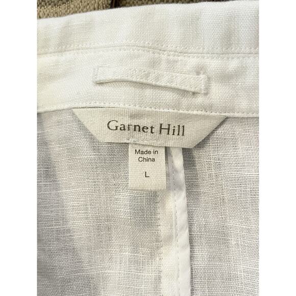 Garnet Hill White Linen Blazer Jacket •L• Button Beach Summer EXC - Picture 11 of 11